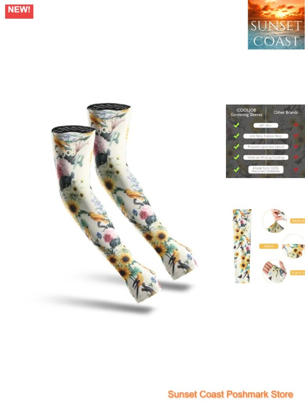 UV Cooling Gardening Arm Sleeves with Thumb Hole UPF 50+ Breathable